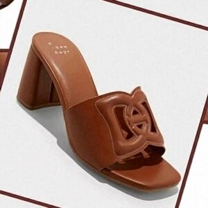 A New Day Arden Embossed Interlocking Chop Out Block Heels Mules Memory Foam
